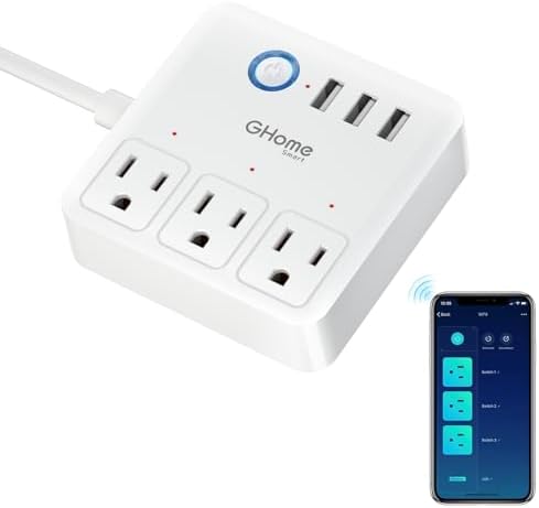 Smart Power Strip with 3 Outlets & 3 USB Ports, Voice Control, Timer, Travel-Friendly