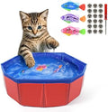 LED Robotic Fish Cat Pool Toy with 3 Self-Swimming Fish, Leak-Proof Water Play Mat for Indoor Cats
