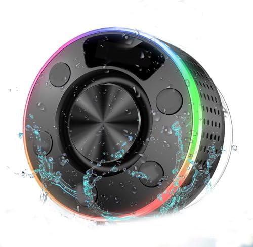 Portable Bluetooth Speaker with Stereo Sound, LED Light, and Suction Cup