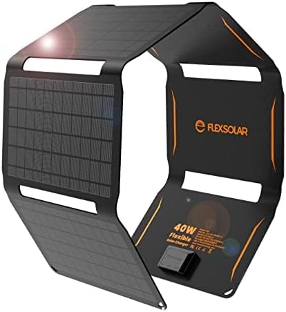 40W Foldable Solar Panel Charger with USB-C & USB-A Outputs - Waterproof for Outdoor Use