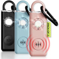 130dB Personal Safety Alarm Keychain 3-Pack with LED Light & USB-C Charging