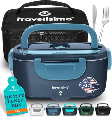 80W Electric Lunch Box with 1.5L Capacity - Portable Food Warmer for Travel & Work