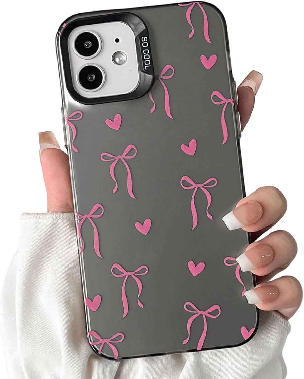 Cute Bow Heart Phone Case for iPhone 12 Pro Max - Soft TPU+PC Shockproof Protective Cover