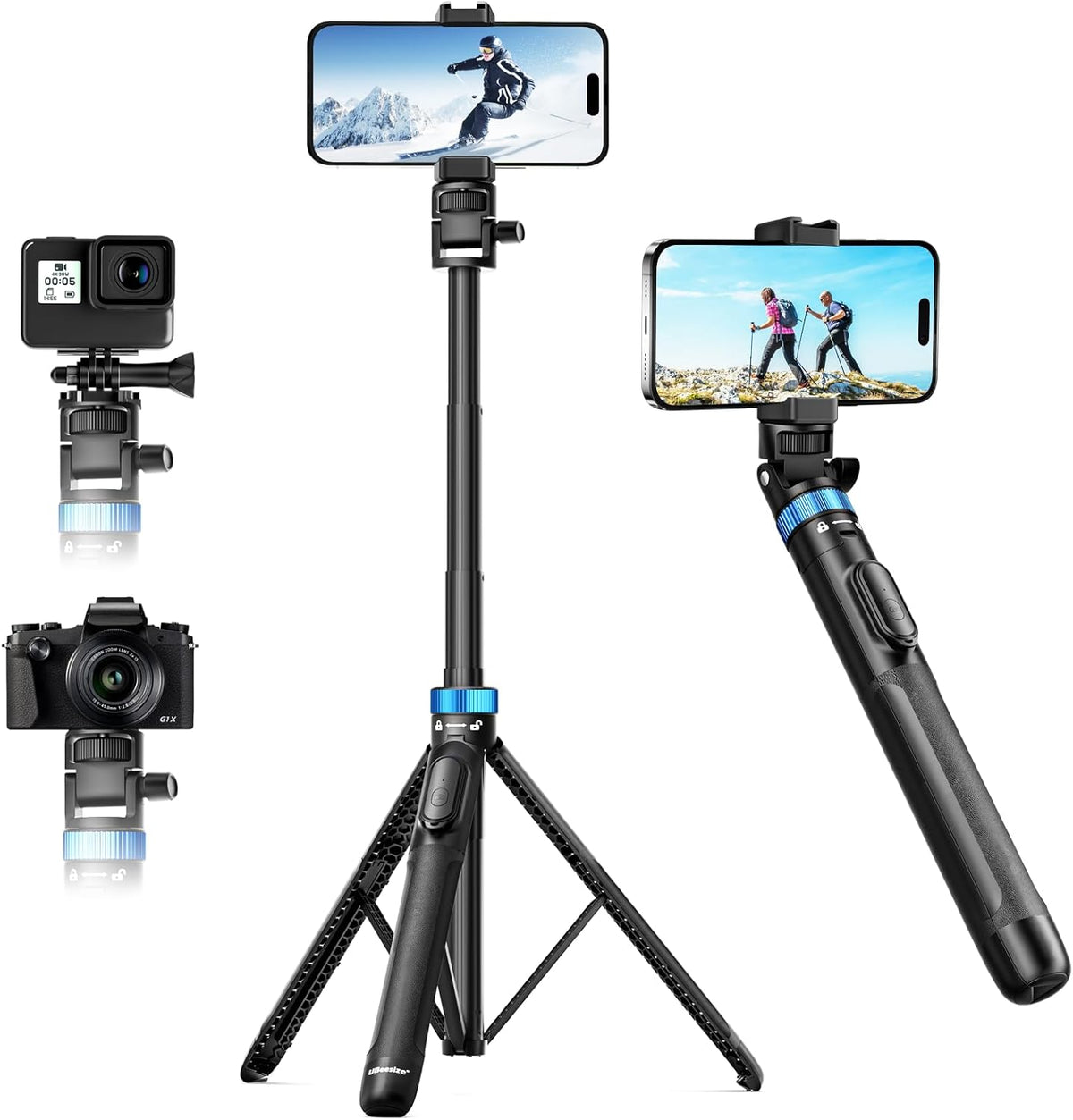 72-Inch Extendable Phone Tripod with Remote & Phone Holder - Universal Stand for Smartphones & Cameras