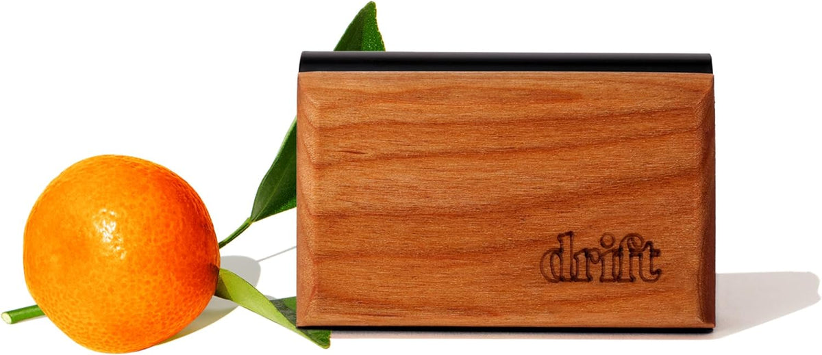 Magnetic Wood Car Air Freshener with Teak Scent - Natural Essential Oil Refillable Odor Eliminator