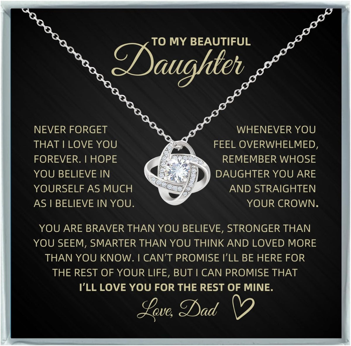 14K Gold Daughter Necklace with Heartfelt Message, Perfect Gift from Parents for Birthday or Graduation
