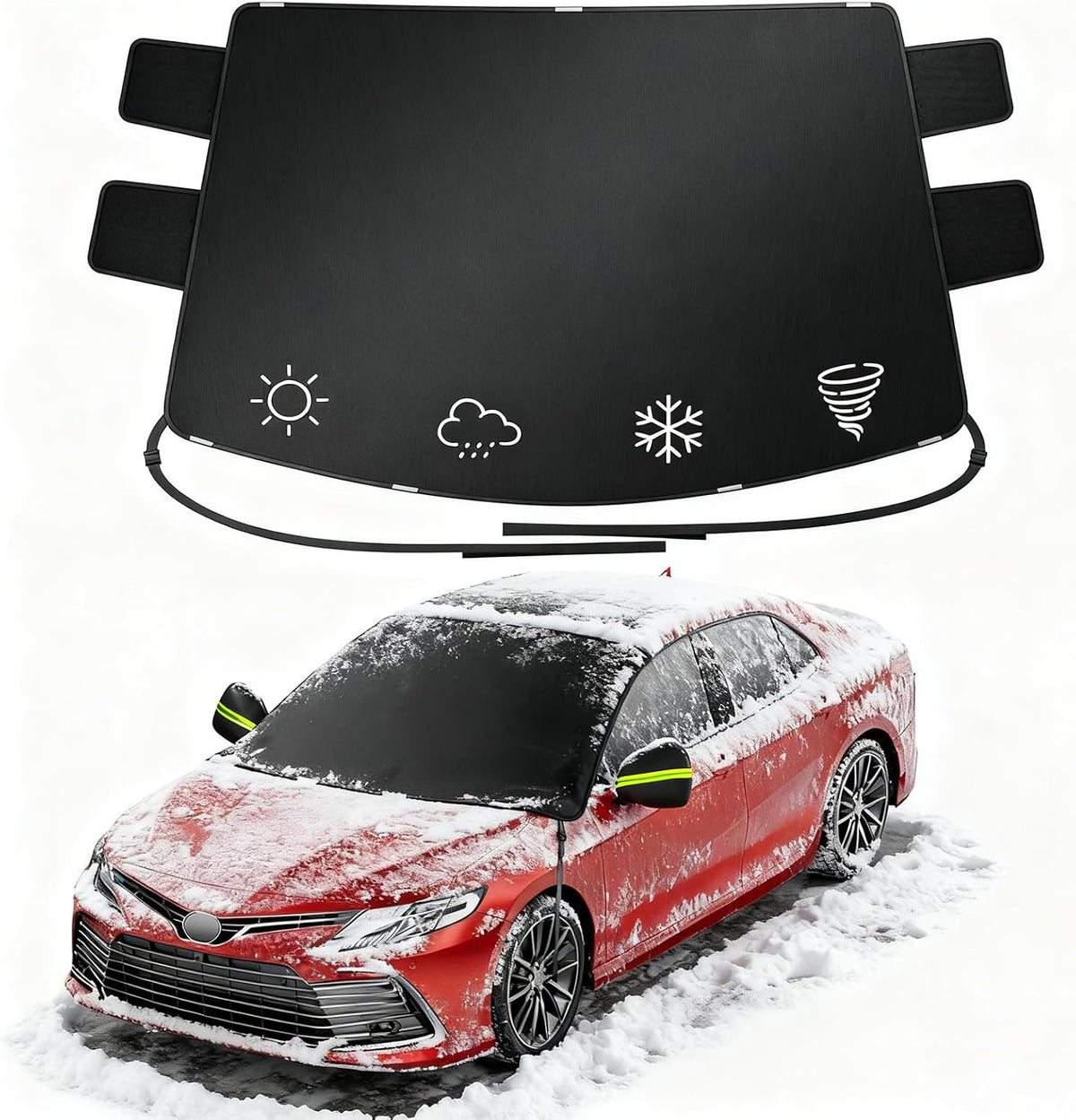 2026 Upgrade Windshield Snow Cover for Ice & Snow - 600D Heavy Magnetic Anti-Hail Protector, Fits Large SUVs & Trucks
