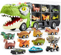 13-in-1 Dinosaur Transport Truck with 12 Pull Back Cars & Sounds, Educational Toy for Kids 3-5 Years