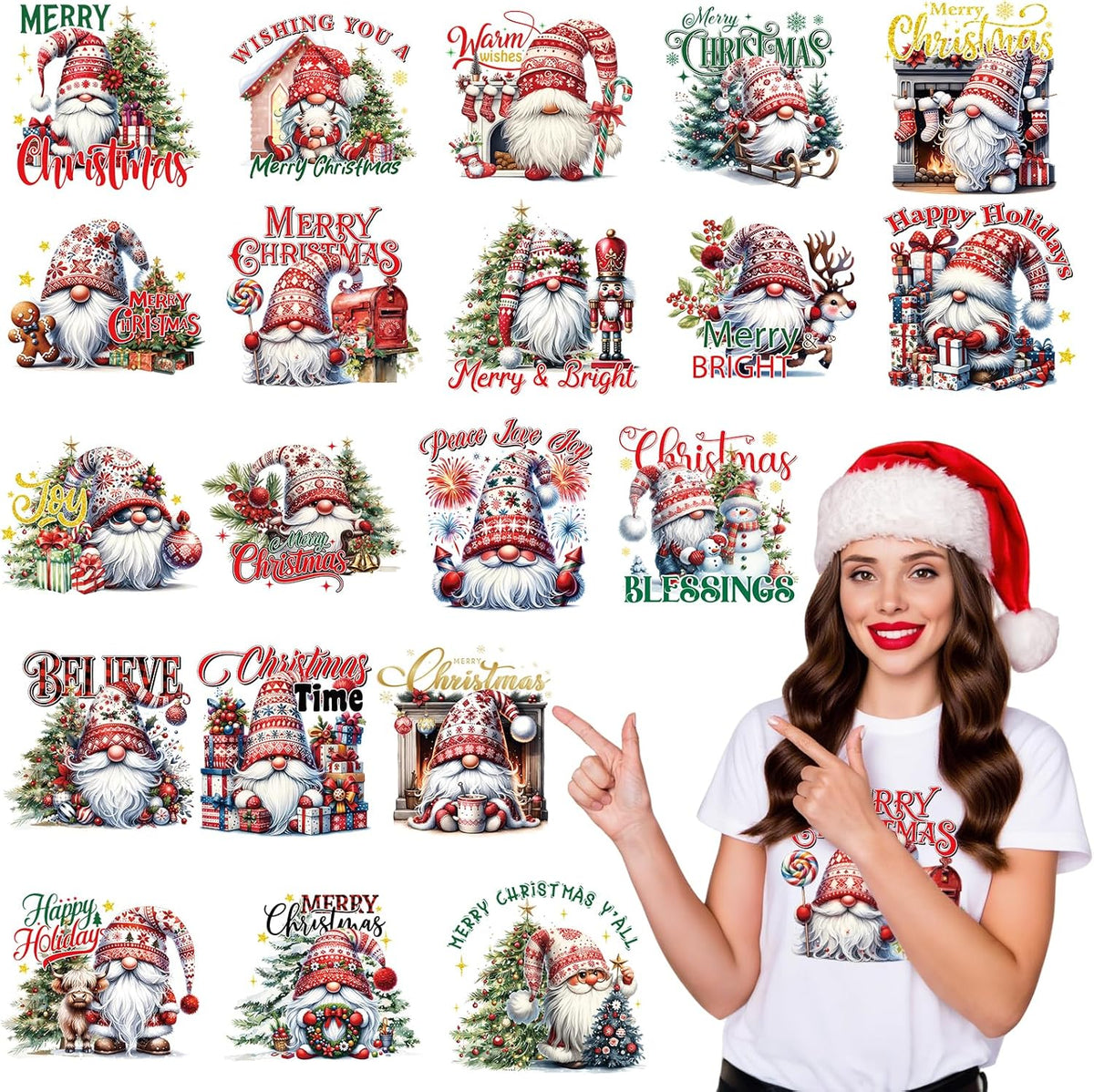 24Pcs Retro Christmas DTF Transfers with Gingerbread Dinosaurs for DIY Holiday Crafts