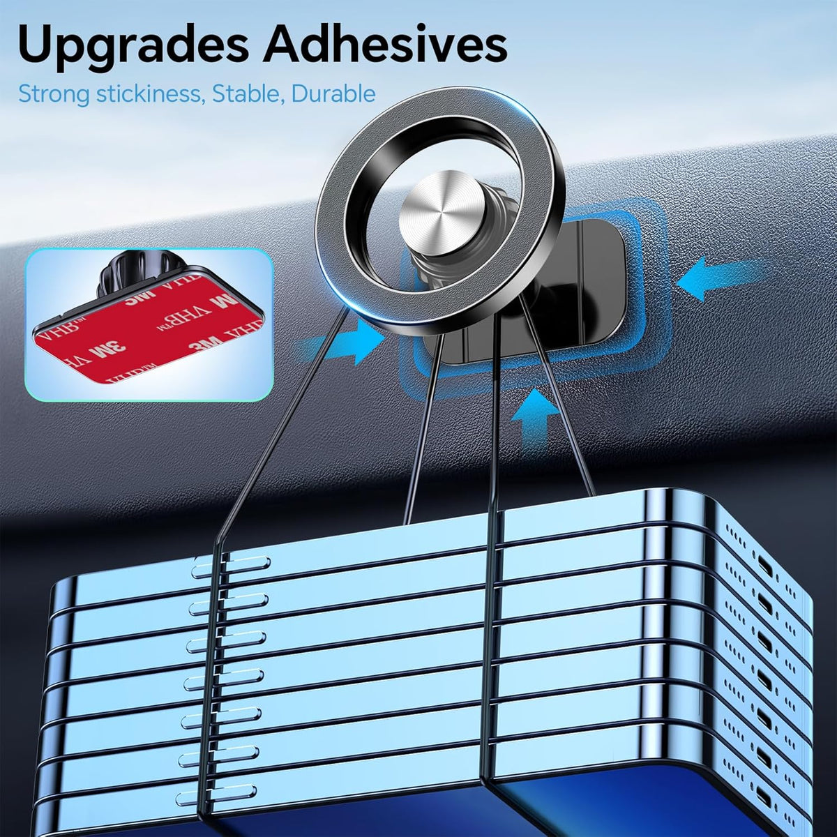 20-Strong Magnet MagSafe Car Mount for iPhone & Android | Dashboard Holder with Super Adhesive