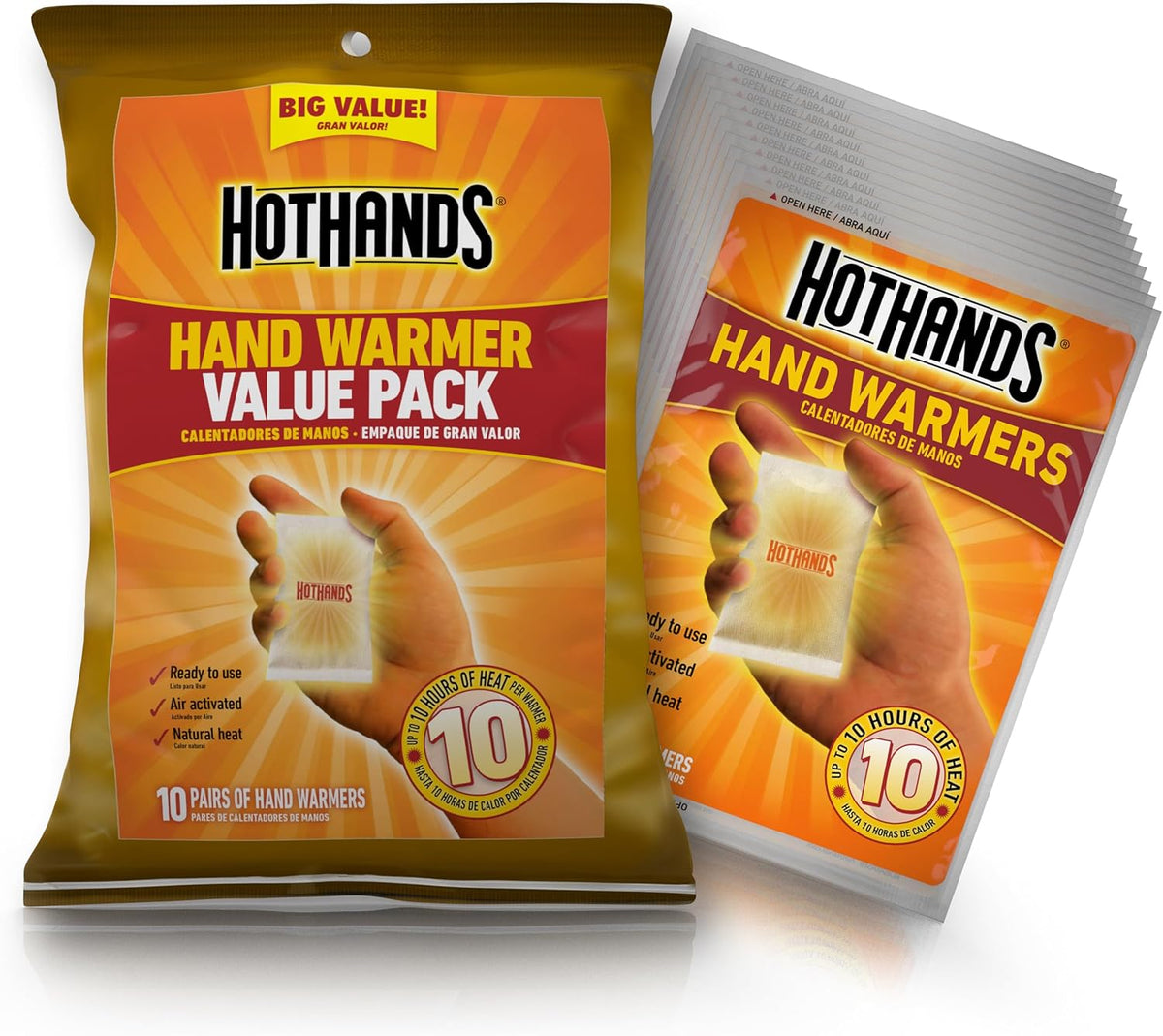 18-Hour Natural Hand Warmers Value Pack (10 Count) | TSA-Safe & Eco-Friendly