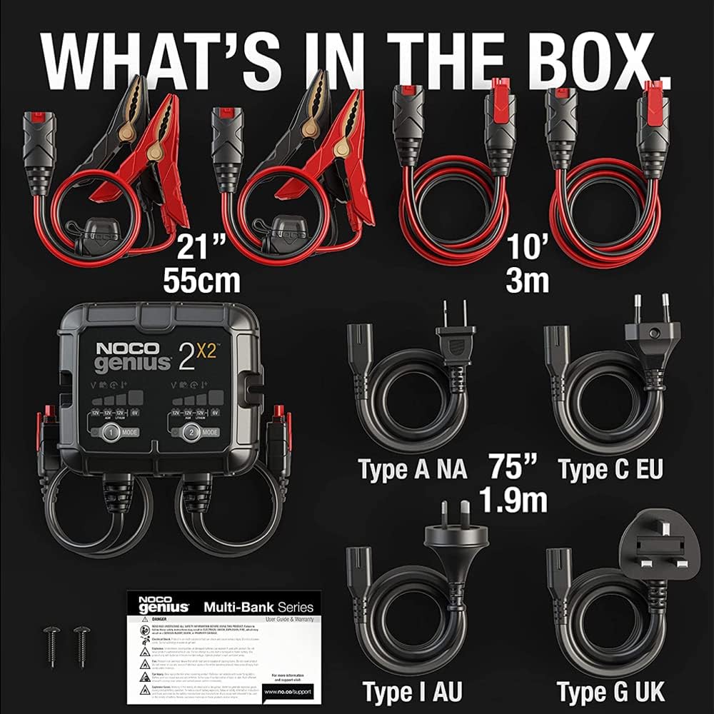 2-Bank Smart Battery Charger, 4A 6V/12V Automatic Maintainer & Desulfator for Lead-Acid & Lithium