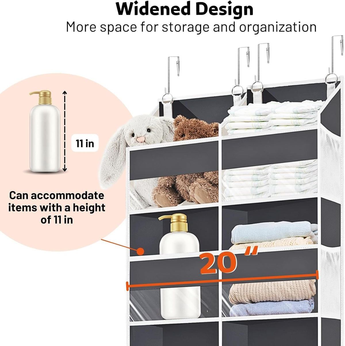 5-Tier Over the Door Organizer with 10 Compartments, 80lbs Capacity Extra Large Storage