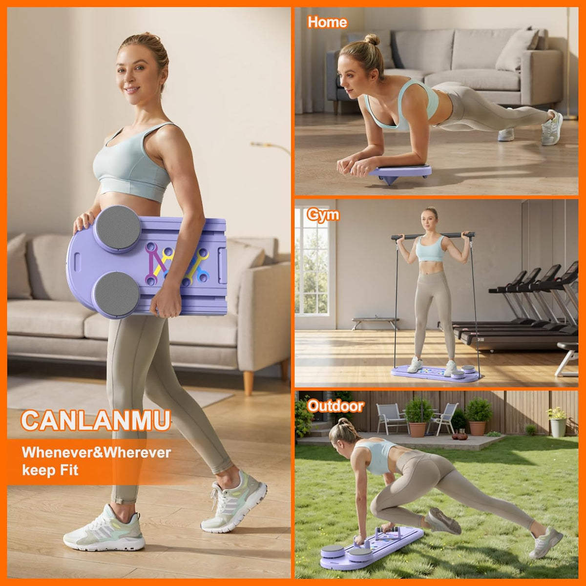 Multifunctional Pilates Board and Foldable Reformer Set for Home Gym, Ab Core Trainer Machine