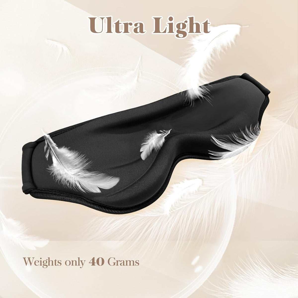 3D Contour Sleep Mask for Men & Women - 100% Pressure-Free & Light Blocking Eye Mask with Adjustable Strap for Side Sleepers