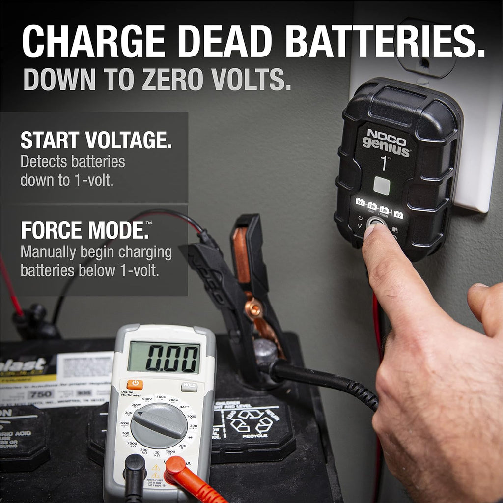 1A 6V/12V Smart Battery Charger, Automatic Maintainer & Trickle Charger with Desulfator