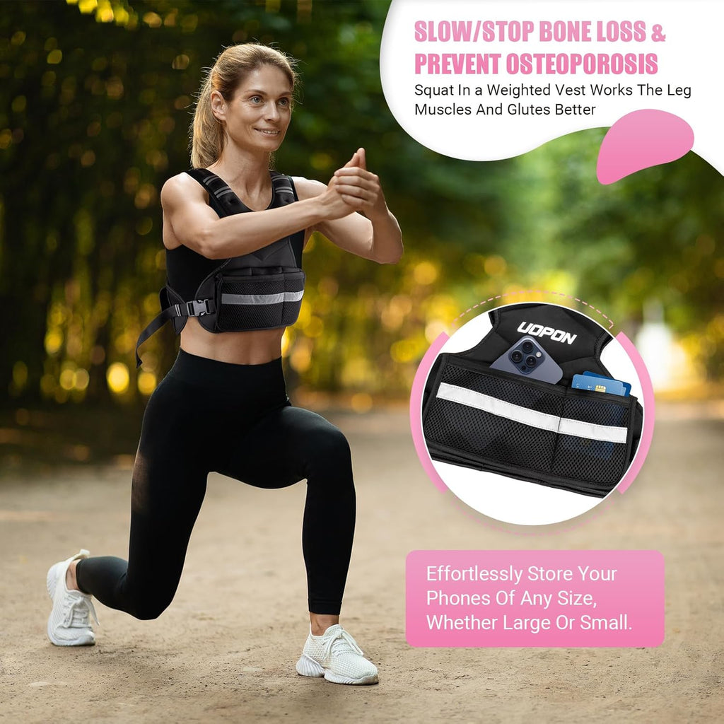 Adjustable Weighted Vest for Women & Men, 6-12lbs Rucking Vest for Running & Bone Density