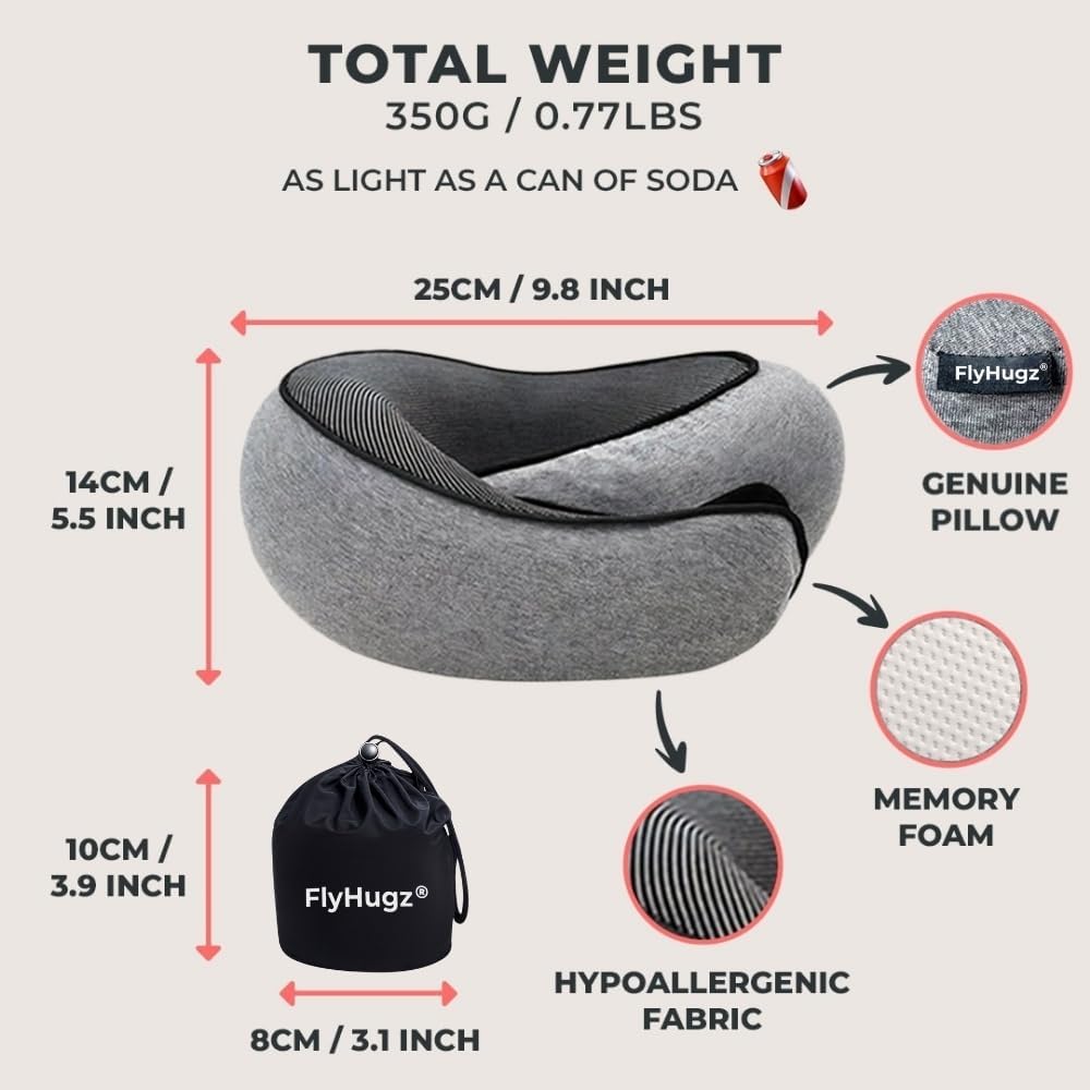 Memory Foam Neck Travel Pillow - Ergonomic Support for Airplanes, Cars & Home Use