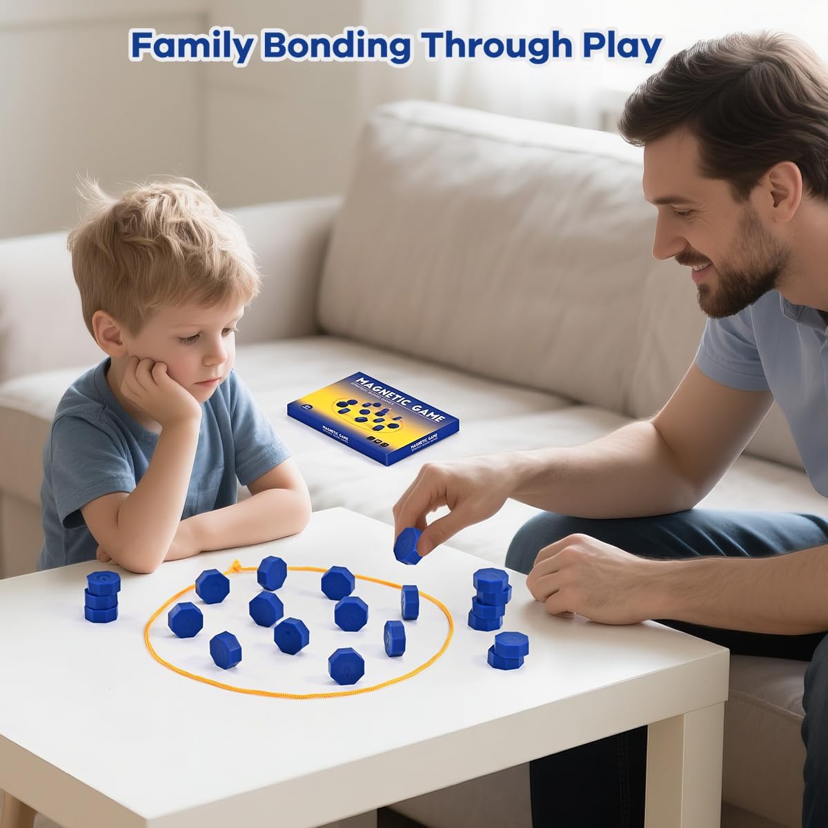 Magnetic Strategy Game with Full-Size Stones & String Boundary | Portable 2-Player Fun for All Ages
