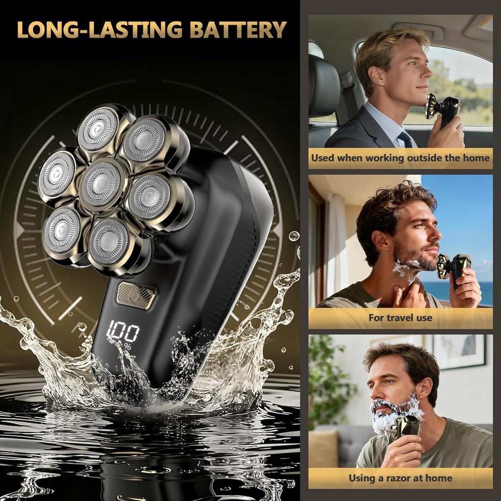 7D Magnetic Electric Shaver for Women, Waterproof Head Razor & Grooming Kit with 140-Min Runtime