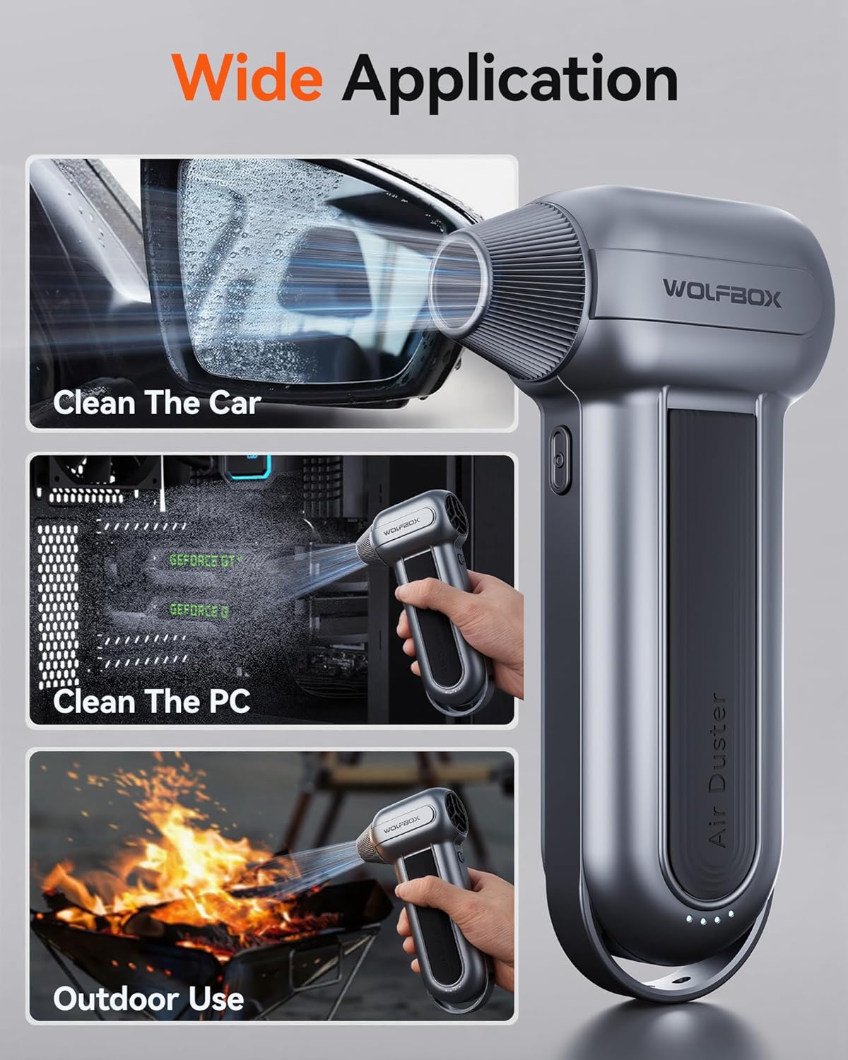 150,000RPM Cordless Air Duster with 3-Speed Adjustable & 45m/s Turbo Power