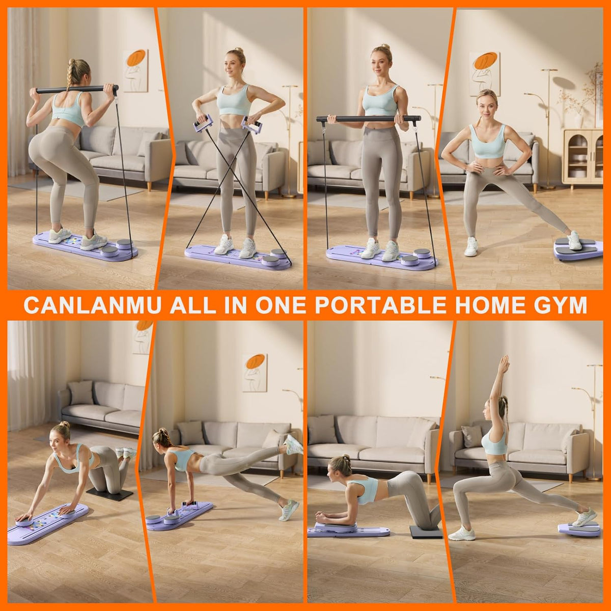 Multifunctional Pilates Board and Foldable Reformer Set for Home Gym, Ab Core Trainer Machine