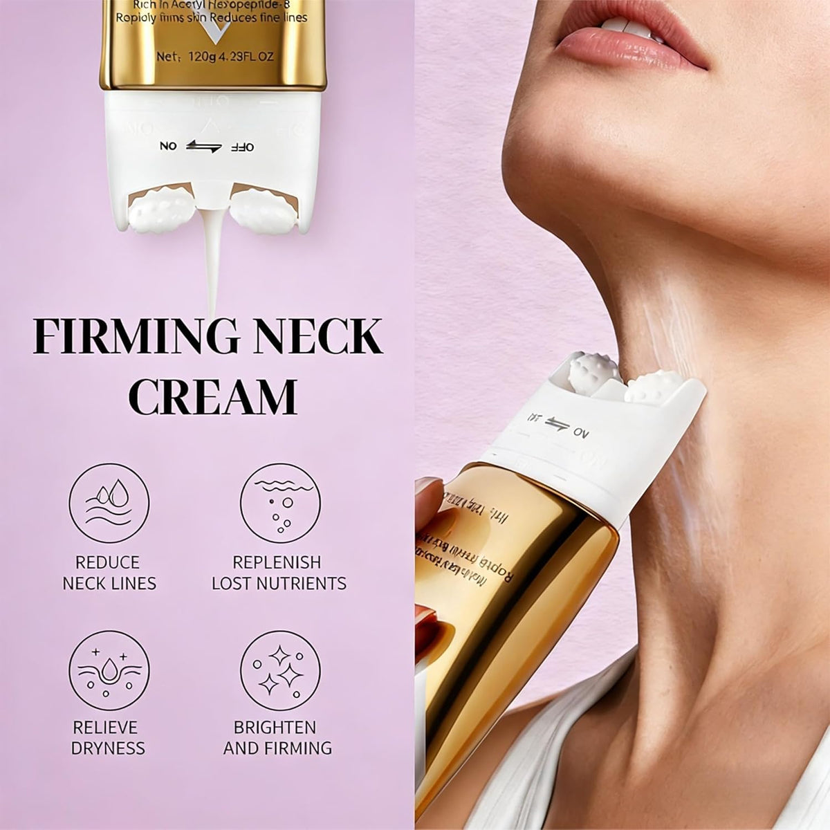 Firming Neck & Eye Cream Bundle with Electric Massage & Red Light, Anti-Wrinkle Revitalizing Set