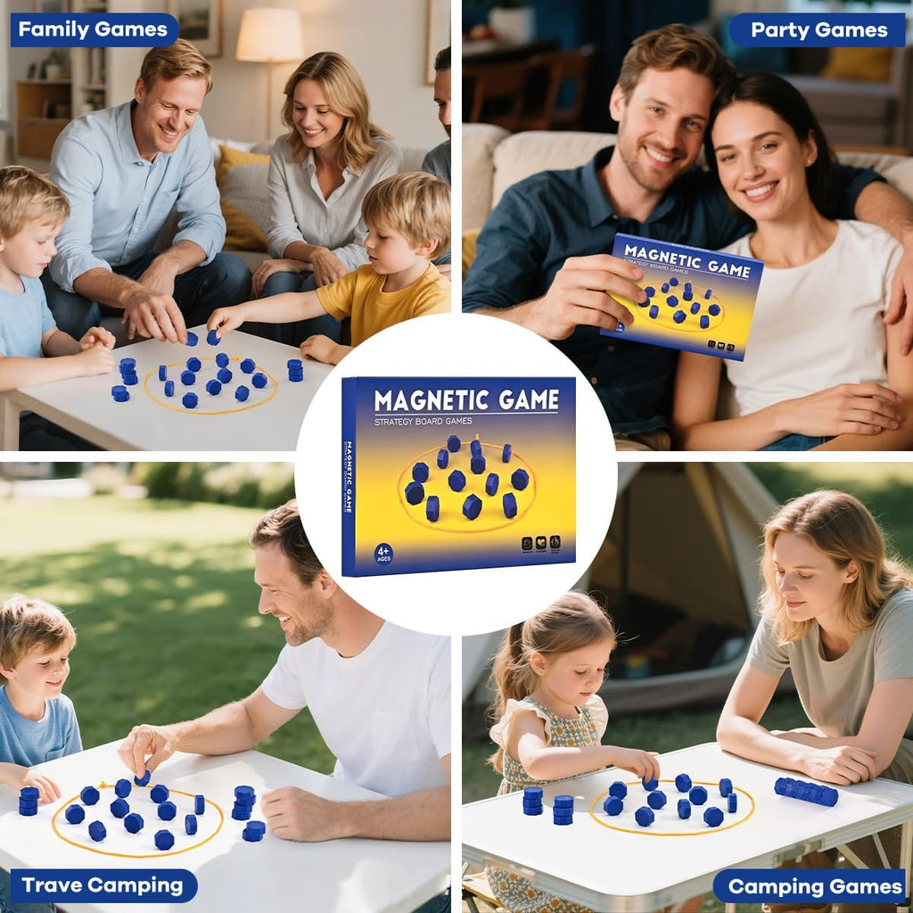 Magnetic Strategy Game with Full-Size Stones & String Boundary | Portable 2-Player Fun for All Ages