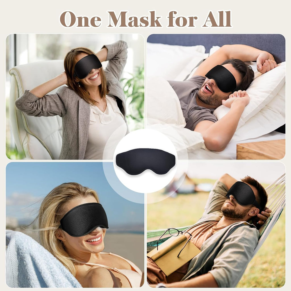 3D Contour Sleep Mask for Men & Women - 100% Pressure-Free & Light Blocking Eye Mask with Adjustable Strap for Side Sleepers