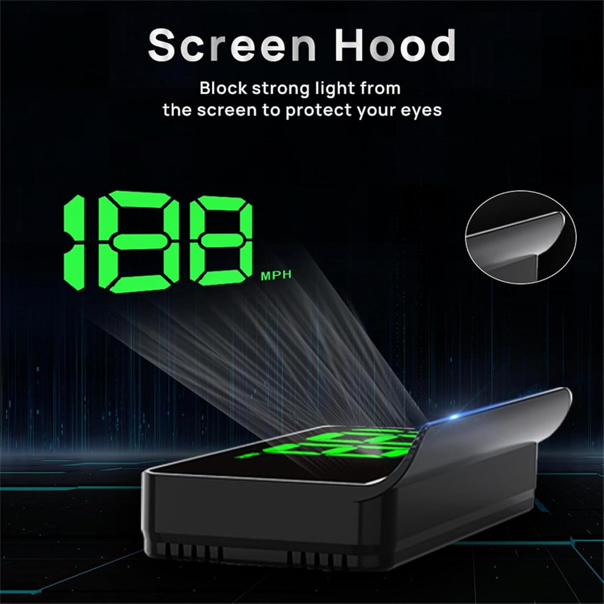 Car HUD Speedometer with GPS+BDS Dual-Mode, Automatic Brightness Adjustment, USB Plug & Play