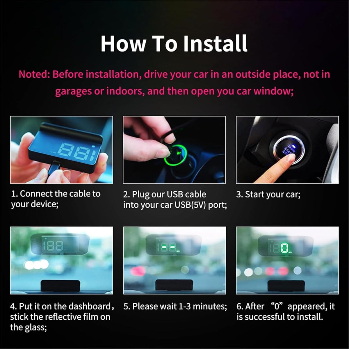 Car HUD Speedometer with GPS+BDS Dual-Mode, Automatic Brightness Adjustment, USB Plug & Play