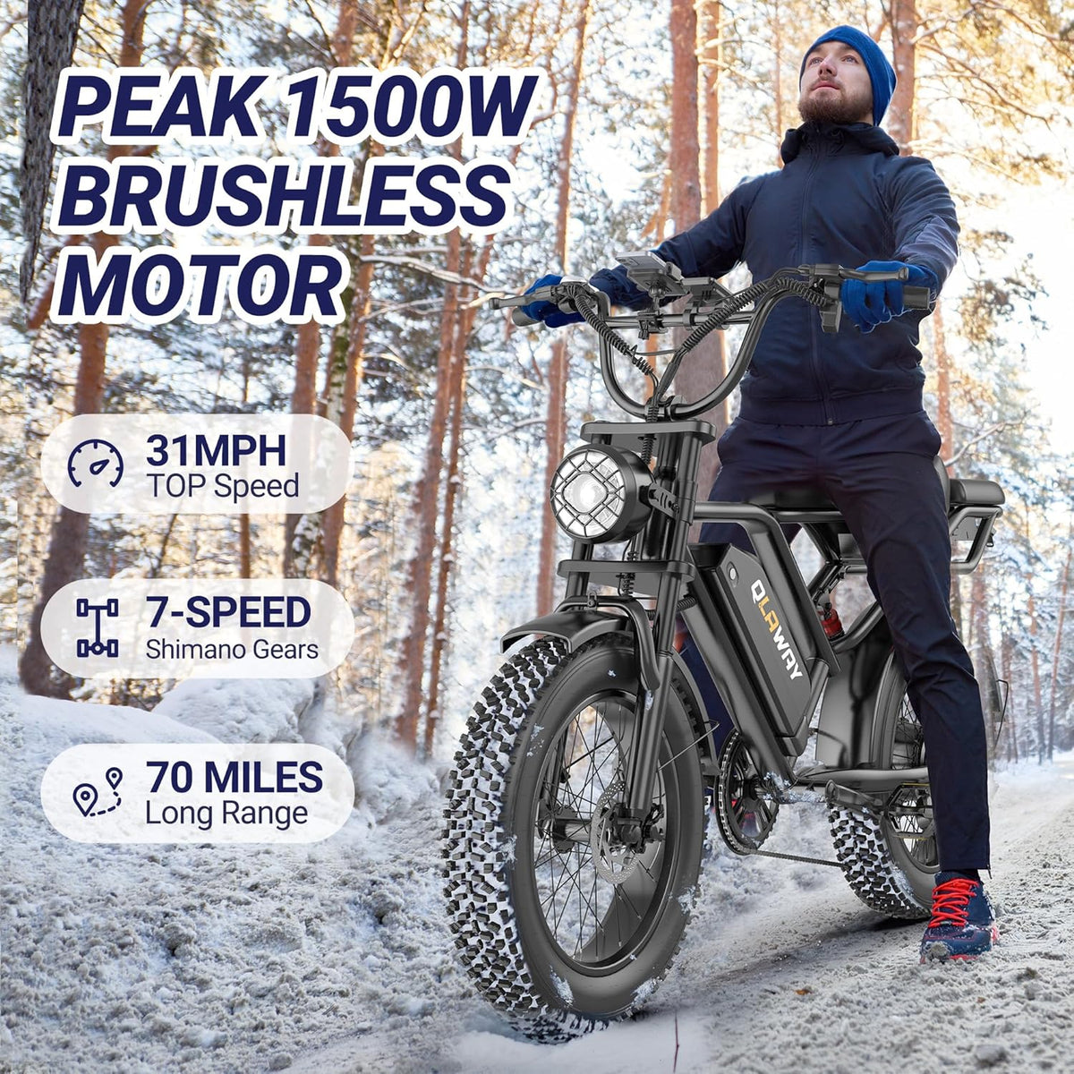 500W/700W Fat Tire Electric Dirt Bike for Adults, 31MPH, 40-70 Miles Range, Full Suspension