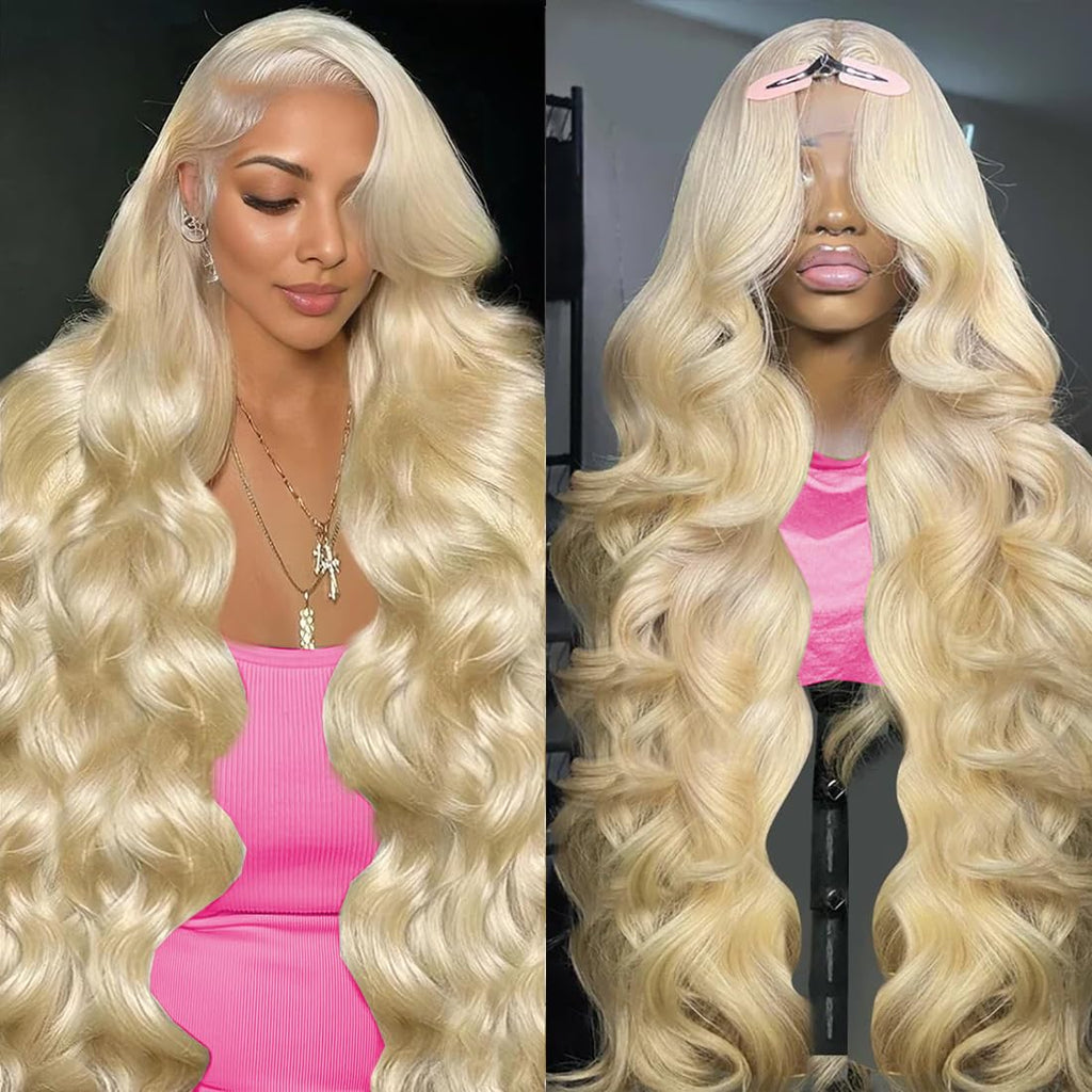 613 Blonde 28-Inch Body Wave Human Hair Wig with 13x6 HD Transparent Lace Front