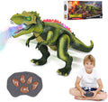 Remote Control T-Rex Dinosaur Toy with LED Lights, Fog Spray & Realistic Roars for Kids 3+