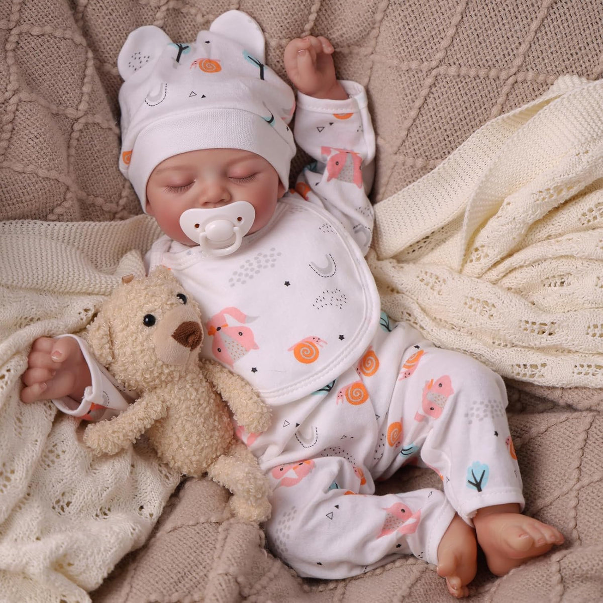 17 Inch Realistic Sleeping Newborn Baby Doll with Soft Poseable Body & Accessories