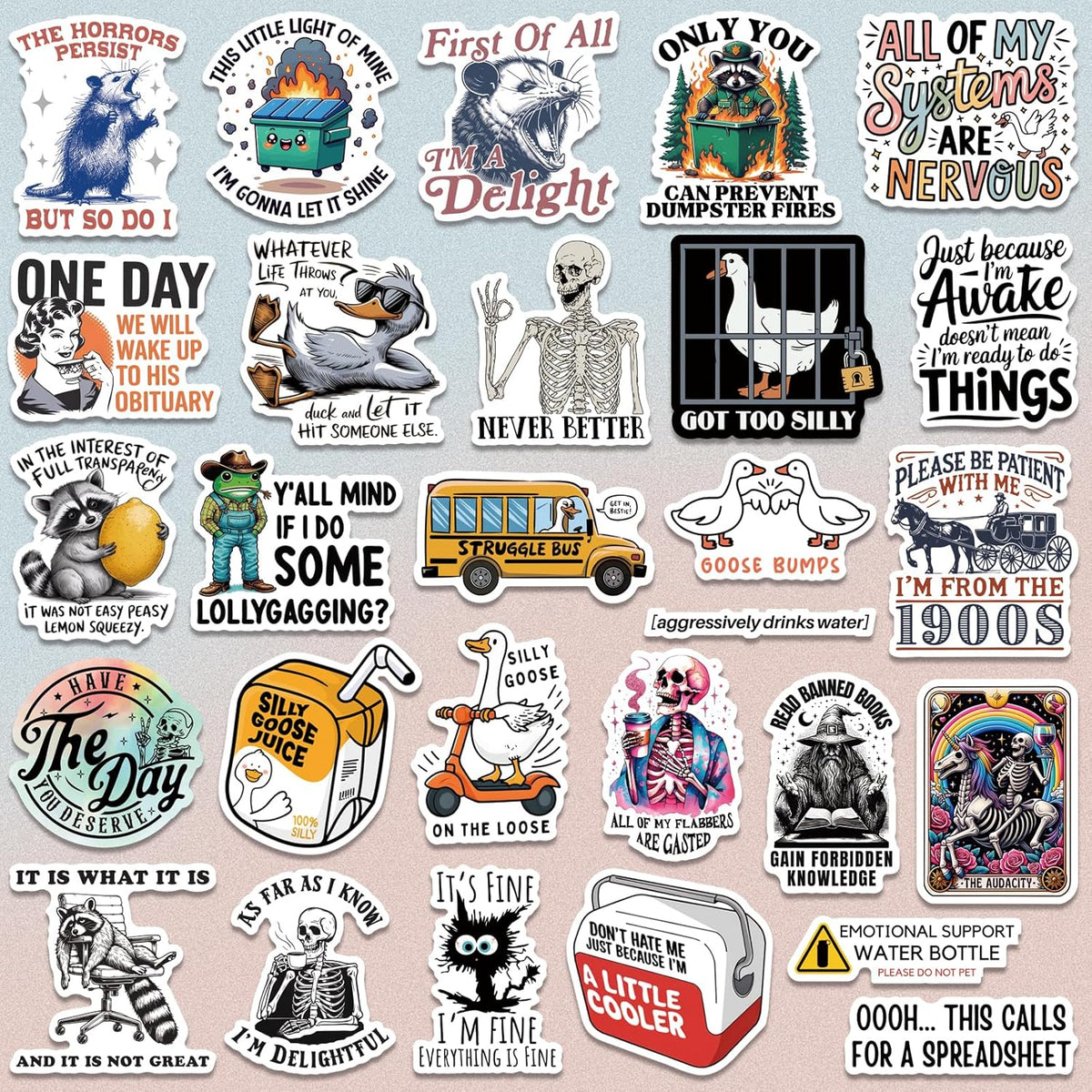 200 PCS Holographic Stickers for Adults, Waterproof Vinyl Sarcastic Meme Decals