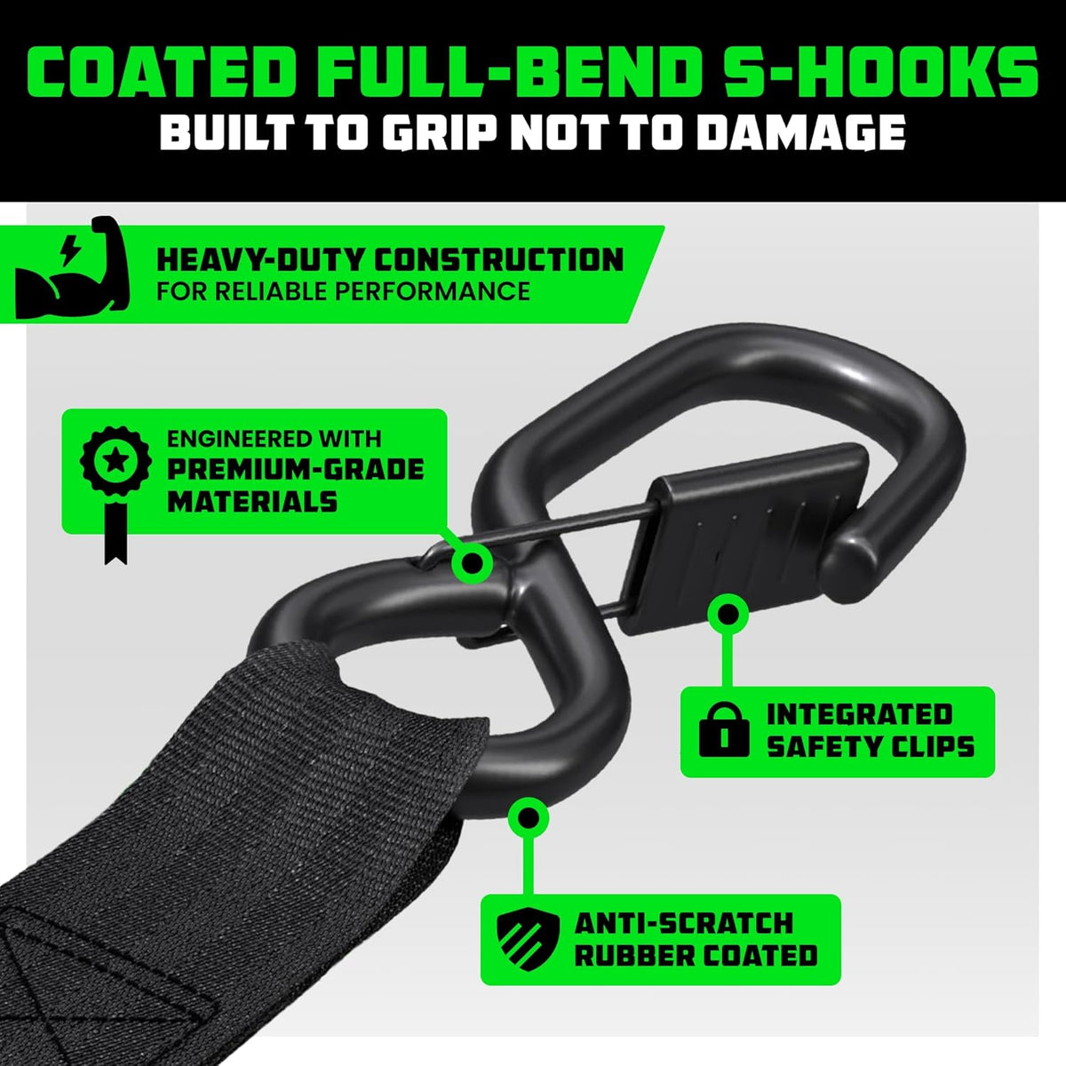 4-Pack Retractable Ratchet Straps - 2" x 10' Heavy Duty Auto Retracting Tie Downs (3,033lb Strength)