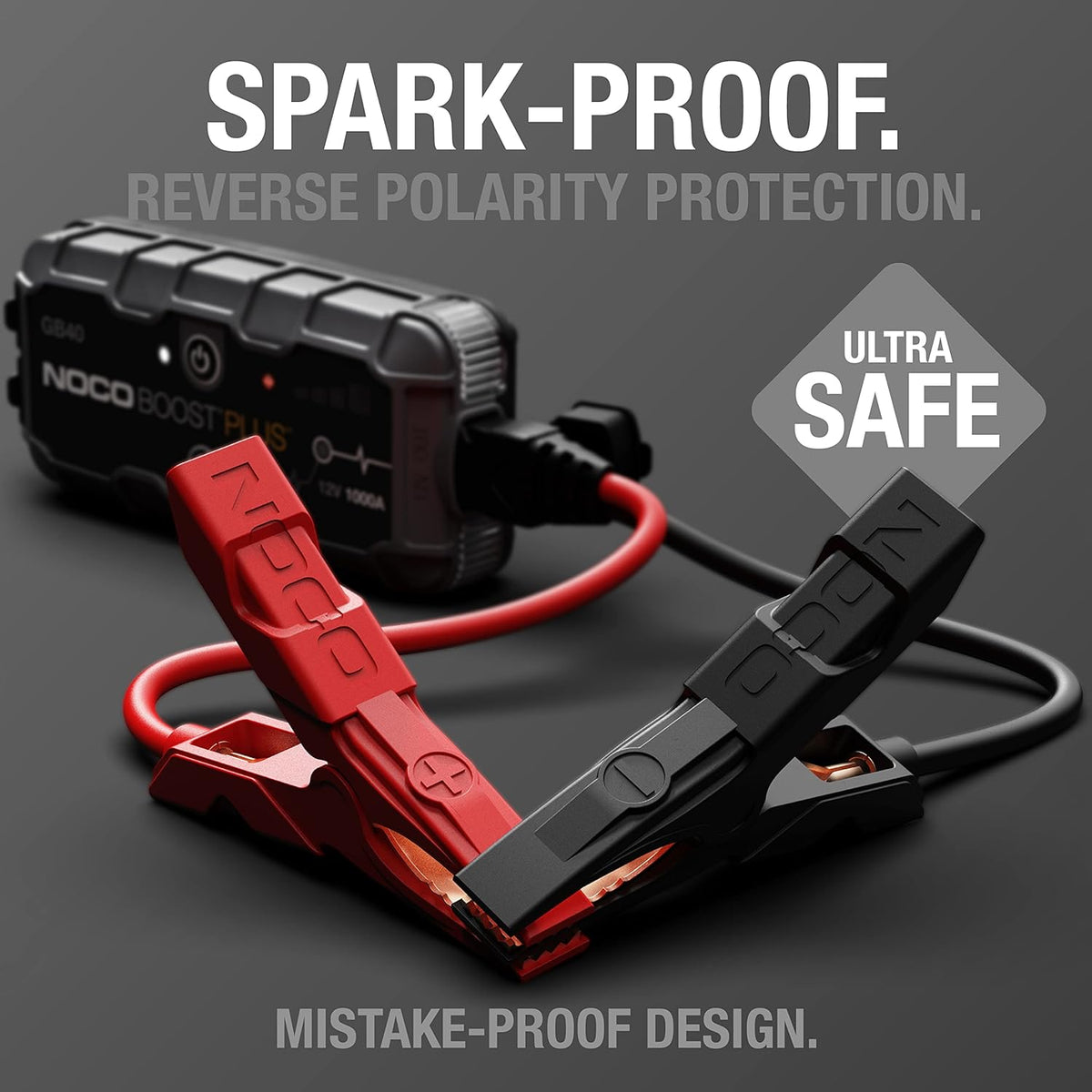 1000A UltraSafe Jump Starter - 12V Lithium Battery Booster Pack with Power Bank