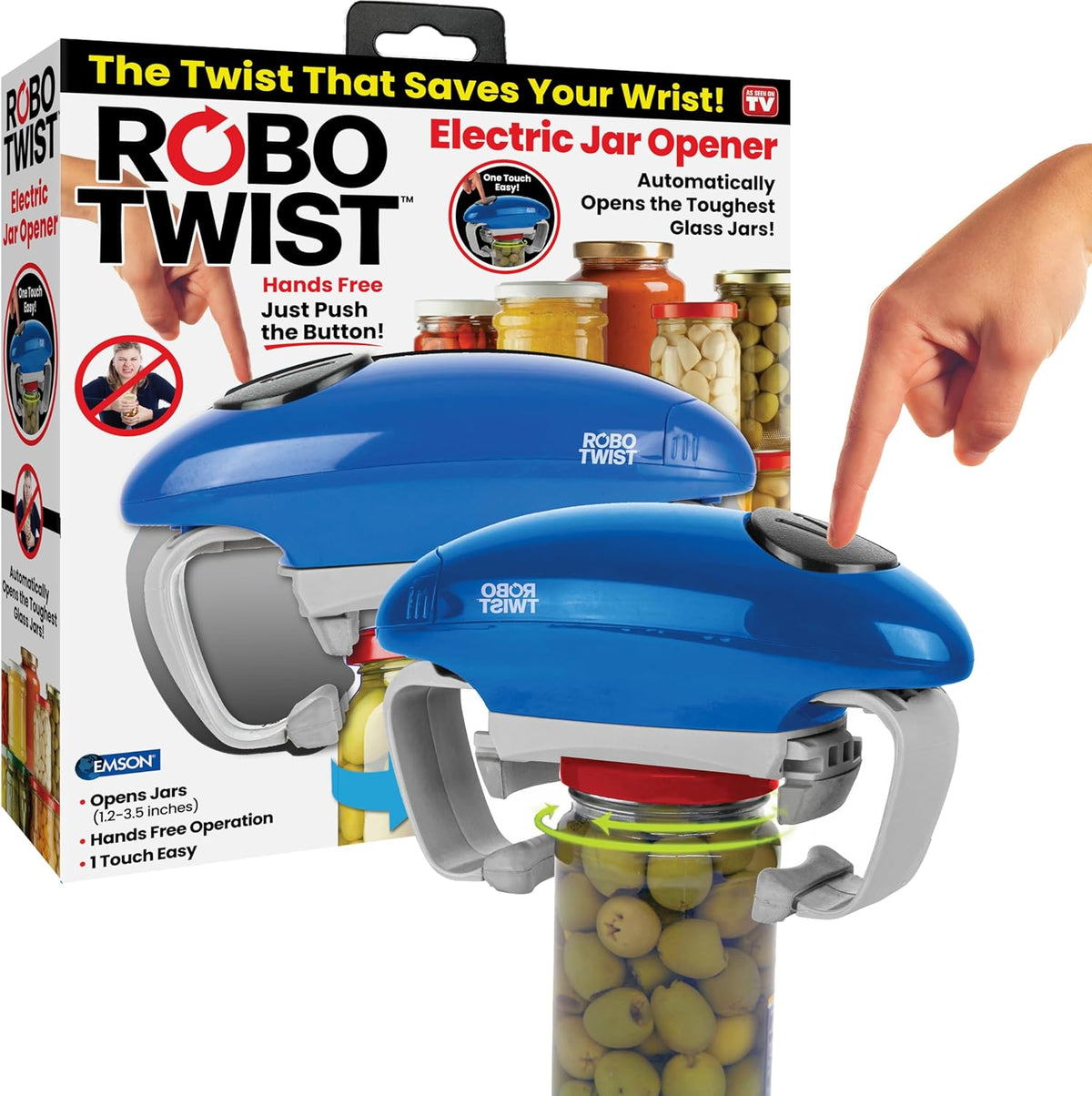 Automatic Jar Opener with Improved Torque - Electric Hands-Free Kitchen Gadget for All Jar Sizes