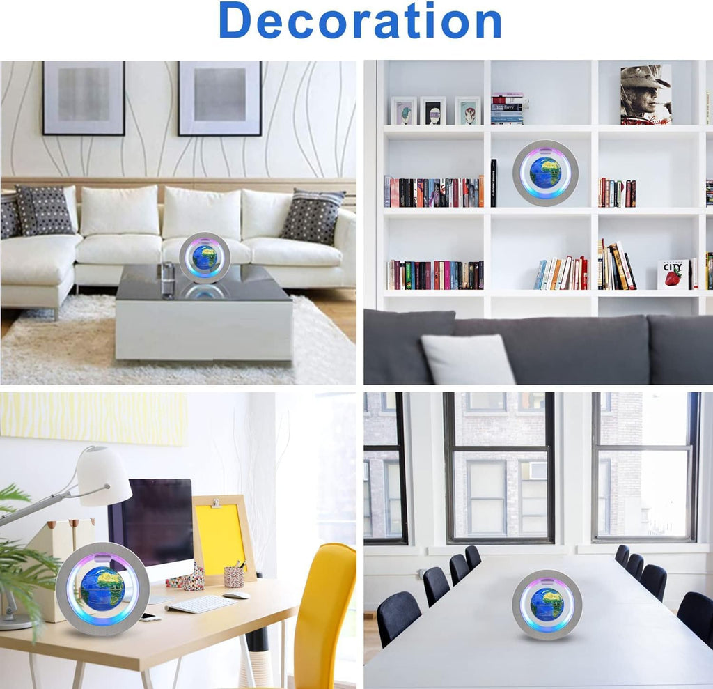 Magnetic Levitation Floating Globe with LED Lights - 4 Inch Educational Desk Decor