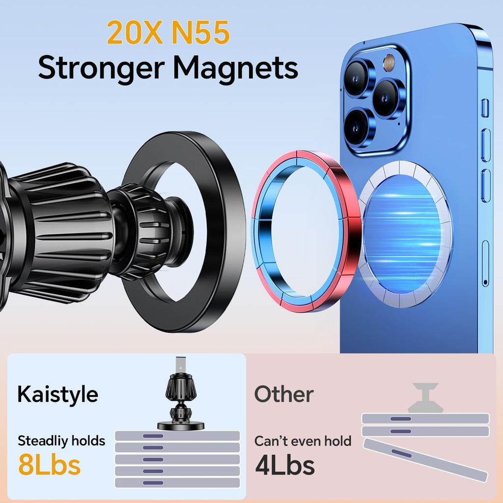 20 Magnet MagSafe Car Mount with 360° Rotation - Universal Phone Holder for Dashboard