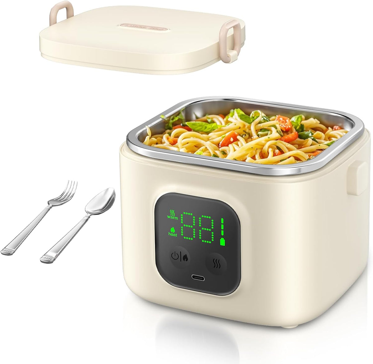 Cordless Electric Lunch Box with 14000mAh Battery, Self-Heating Food Warmer, 800ml Portable