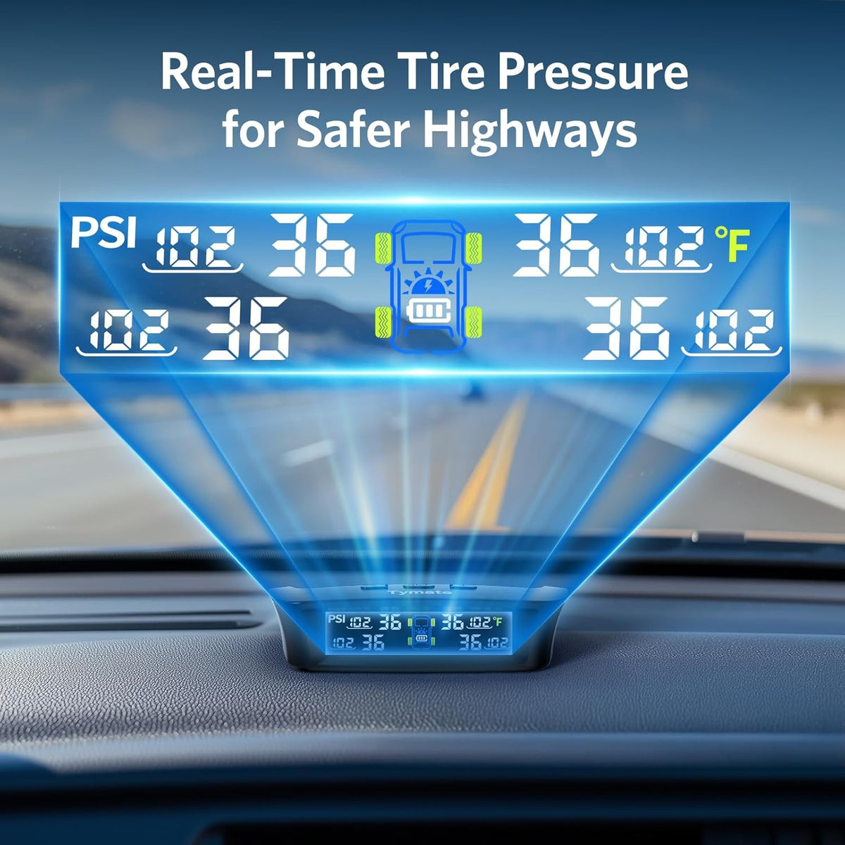 RV Tire Pressure Monitoring System with Solar Charge, 4 Sensors & 6 Alarm Modes, Color LCD Display
