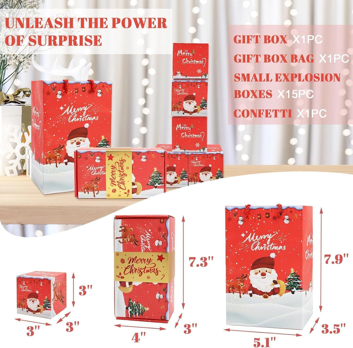 16-Piece Surprise Explosion Gift Box Set for Money and Gifts - Pop-Up Folding Design in Red