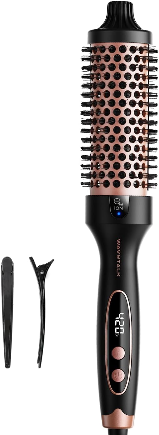 1.5 Inch Heated Round Brush with Ionic Technology, 5 Heat Settings for Blowout Look