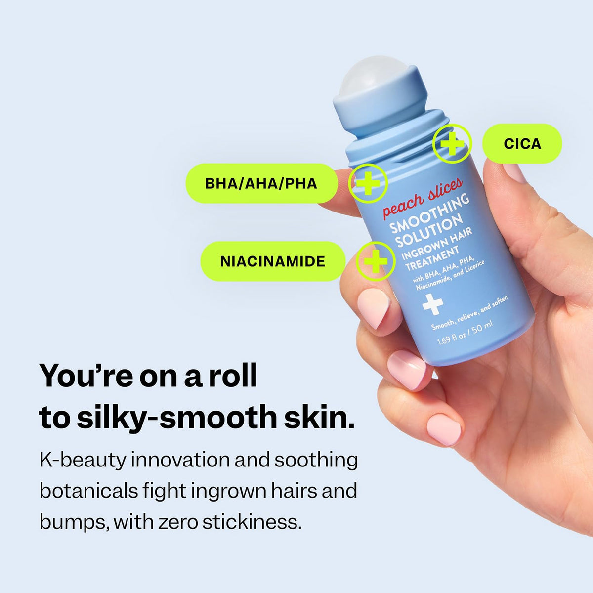 Ingrown Hair Treatment Roller with BHA, AHA & Niacinamide - 1.69 oz Vegan Solution