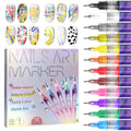 12 Colors Nail Art Pens Set with 0.5mm Fine Tip for Professional Nail Design and DIY Manicure