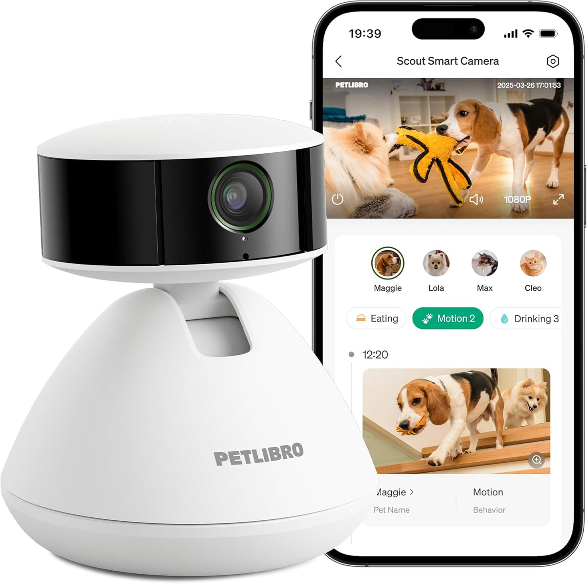 AI Pet Camera with Multi-Pet Recognition, 360° View & Smart Activity Summaries