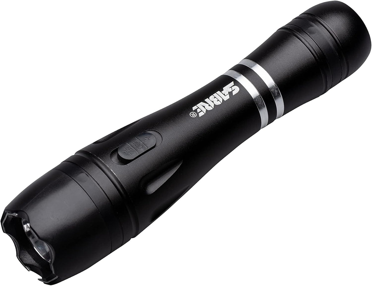 2-in-1 Tactical Stun Gun with LED Flashlight, 2.517 µC Charge, 130 Lumen Light, Rechargeable