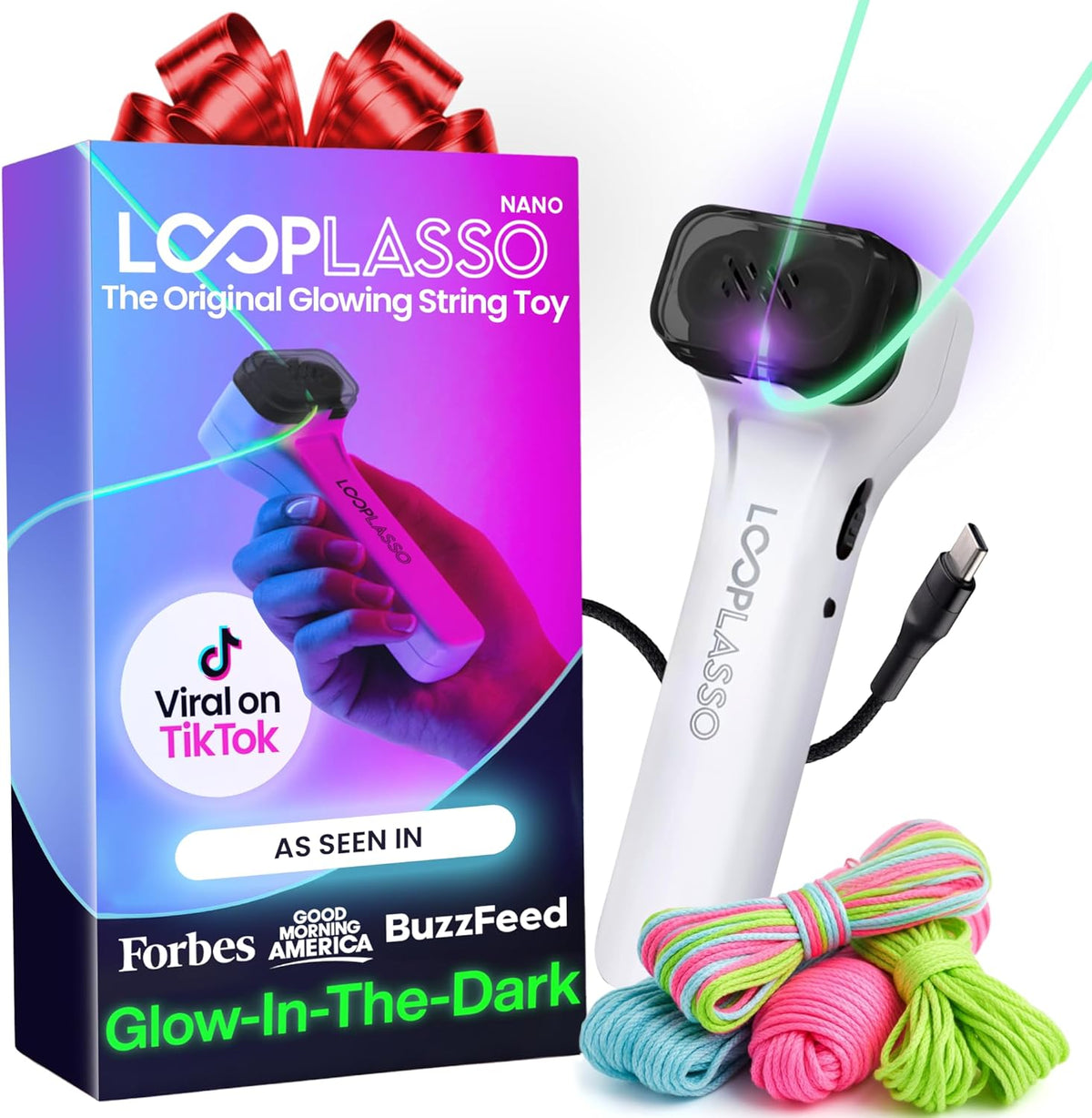 Glow-in-the-Dark String Toy with 100+ Tricks - Interactive Light Toy for All Ages